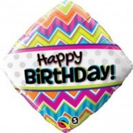 Chevron Design Foil Balloons 45cm Happy Birthday! Diamond