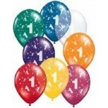 Number 1 Latex Balloons 28cm Assorted Colours Pack of 25