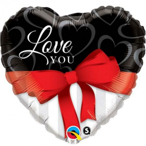 Love Foil Balloons 91cm Red Red Ribbon Love You