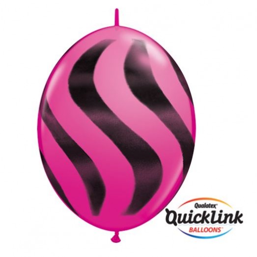 Dots & Stripes Quick Link Latex Balloons 30cm Black & Wildberry Pack of 50