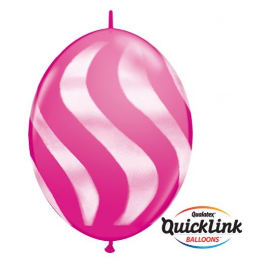 Dots & Stripes Quick Link Latex Balloons 30cm Wildberry & White Pack of 50