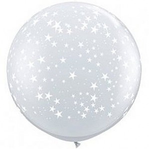 Clear Latex Balloons 90cm Diamond Clear Pack of 2 Stars Round