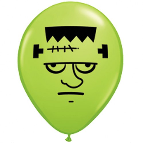 Halloween Latex Balloons 12cm Lime Green Frankenstein Face Fashion Pack of 100