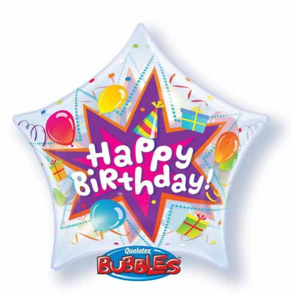 Happy Birthday Bubble Balloons 55cm Clear Party Blast Happy Birthday!