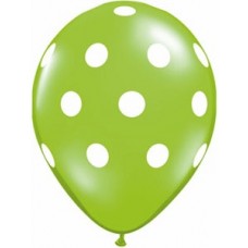 Green Latex Balloons 28cm Lime Green Big Polka Dots Pack of 25
