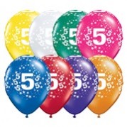 Number 5 Latex Balloons 28cm Assorted Colours Pack of 50