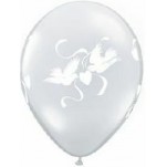 Valentine's Day Latex Balloons 28cm Clear & White Love Doves Pack of 25