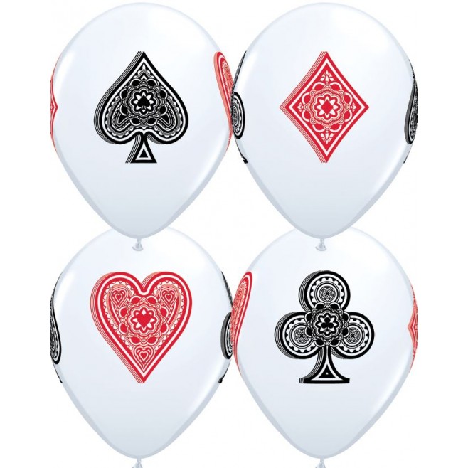 Casino Night Latex Balloons 28cm White, Red & Black Pack of 25