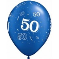 50th Birthday Latex Balloons 28cm Pearl Sapphire Blue Teardrop Pack of 25