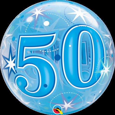 50th Birthday Bubble Balloons 56cm Blue
