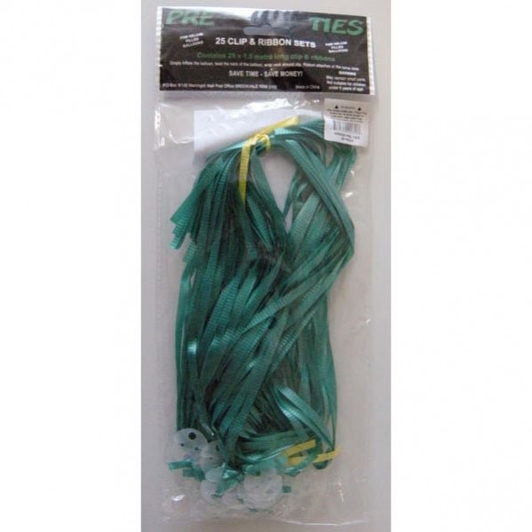 Round Green Pre-Tied Ribbons Pack of 25