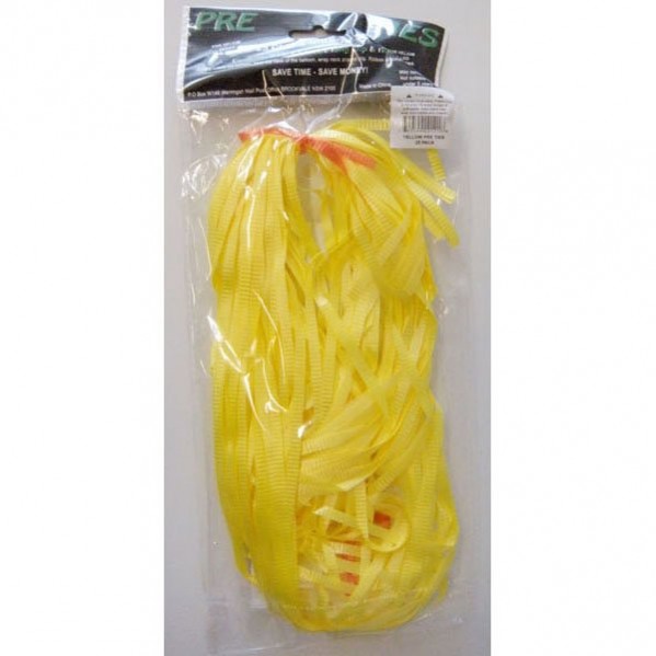 Round Yellow Pre-Tied Ribbons Pack of 25