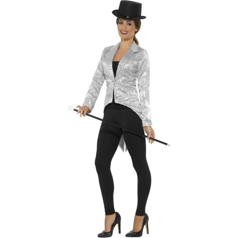 Sequin Silver Tailcoat Ladies Jacket