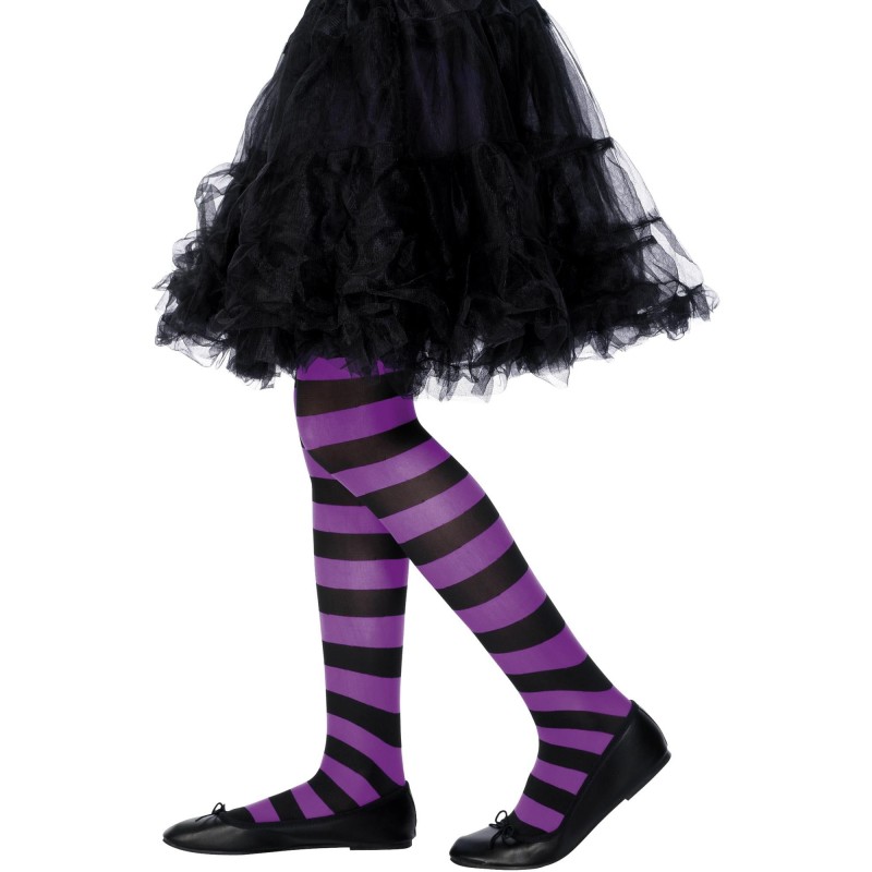 Purple & Black Tights for Child 