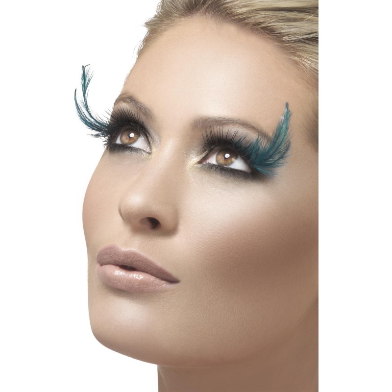 Eyelashes With Green Feather Plume for Adult