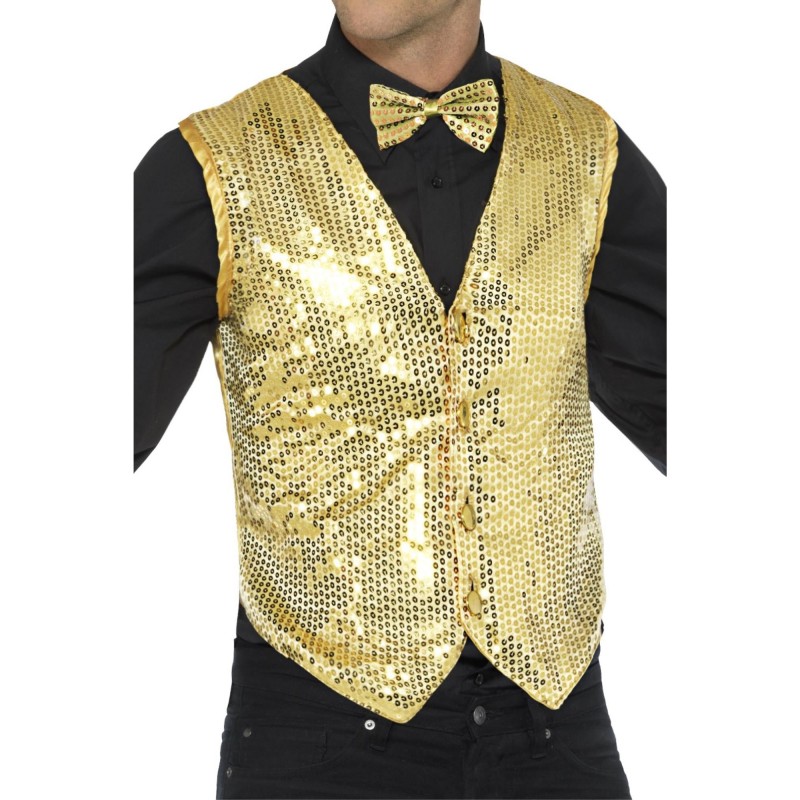 Gold Sequin Waistcoat for Adult