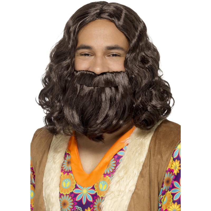 Hippie/Jesus Wig & Beard Set for Adult