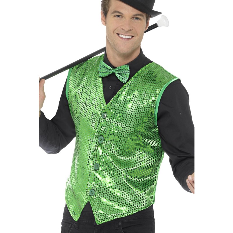 Sequin Green Waistcoat Adult