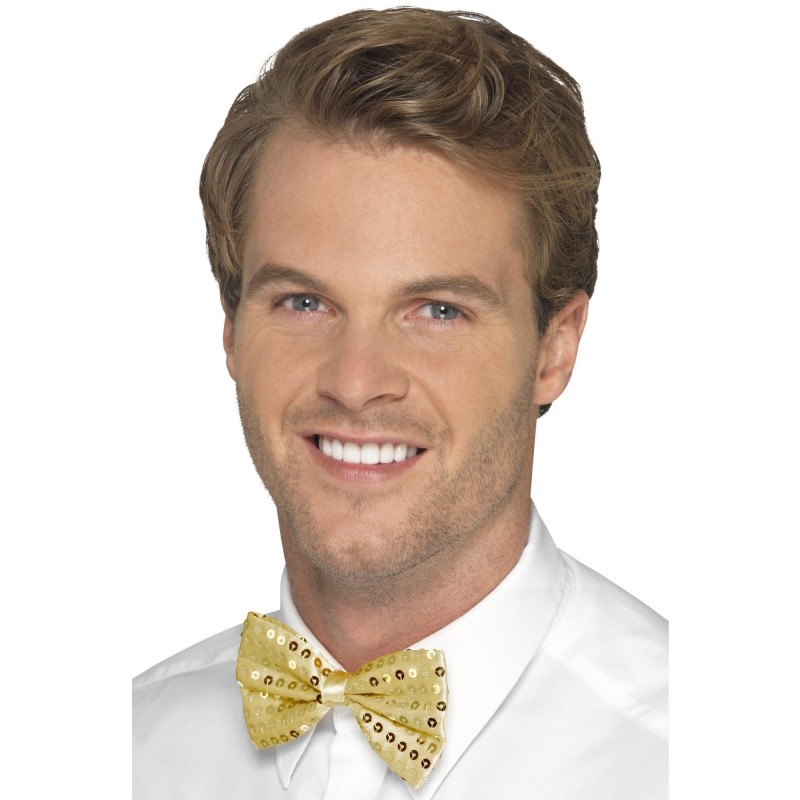 Sequin Bow Tie, Gold