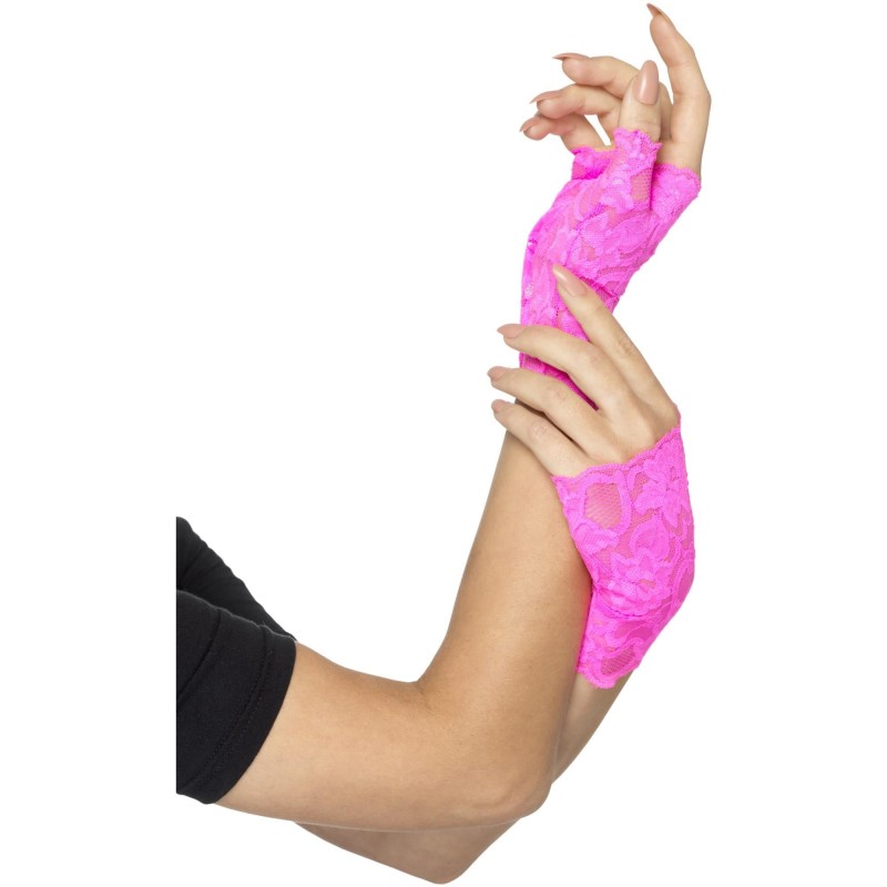 80s Fingerless Lace Gloves, Adult