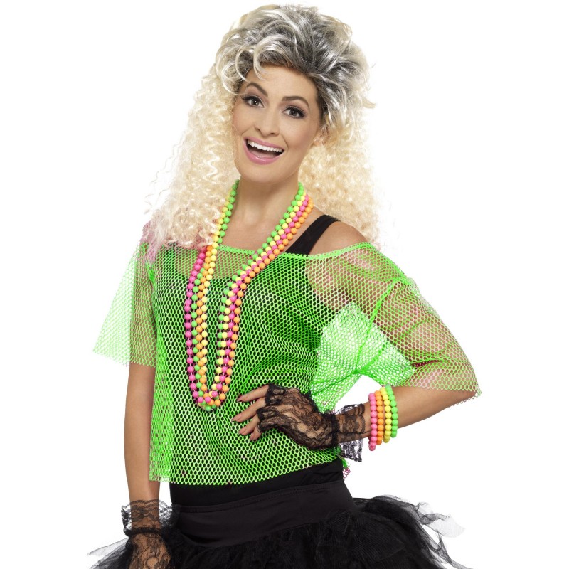 80's Neon Green Fishnet Top