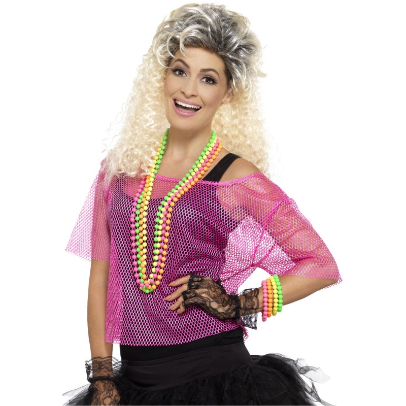 80's Neon Pink Fishnet Top