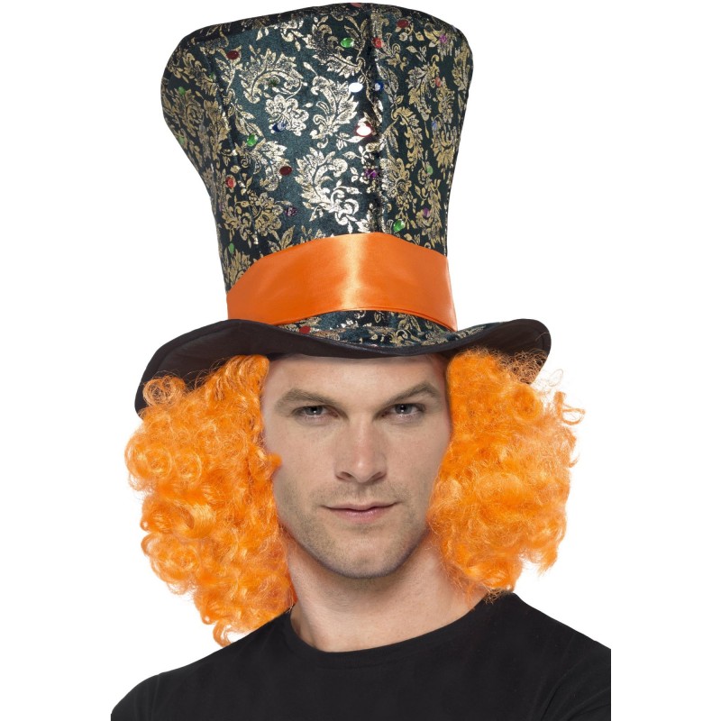 Top Hat With Attached Wig for Adult