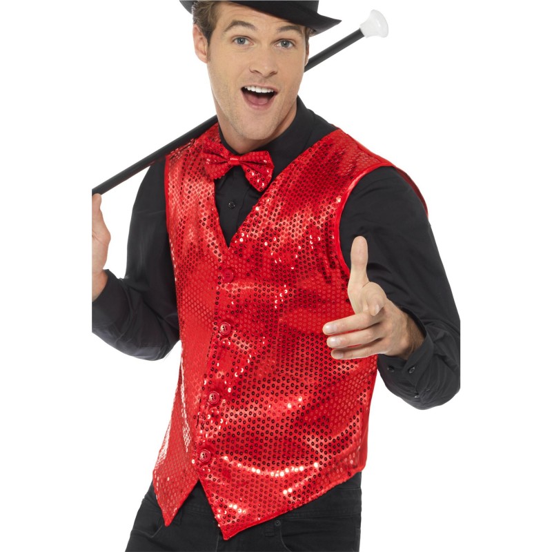 Red Sequin Waistcoat for Adult