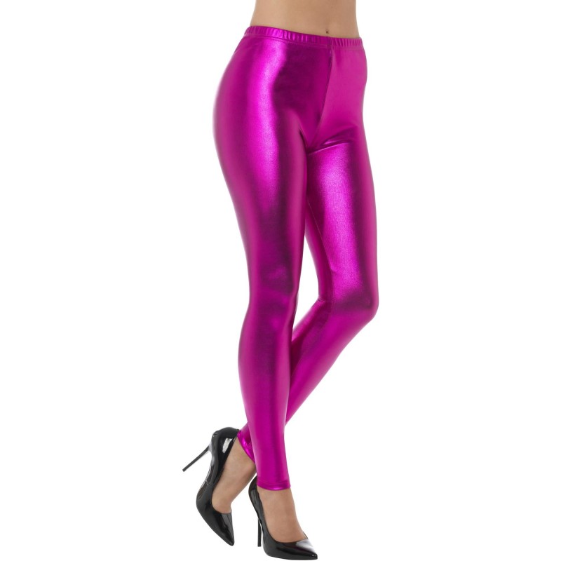 80s Metallic Pink Disco Leggings