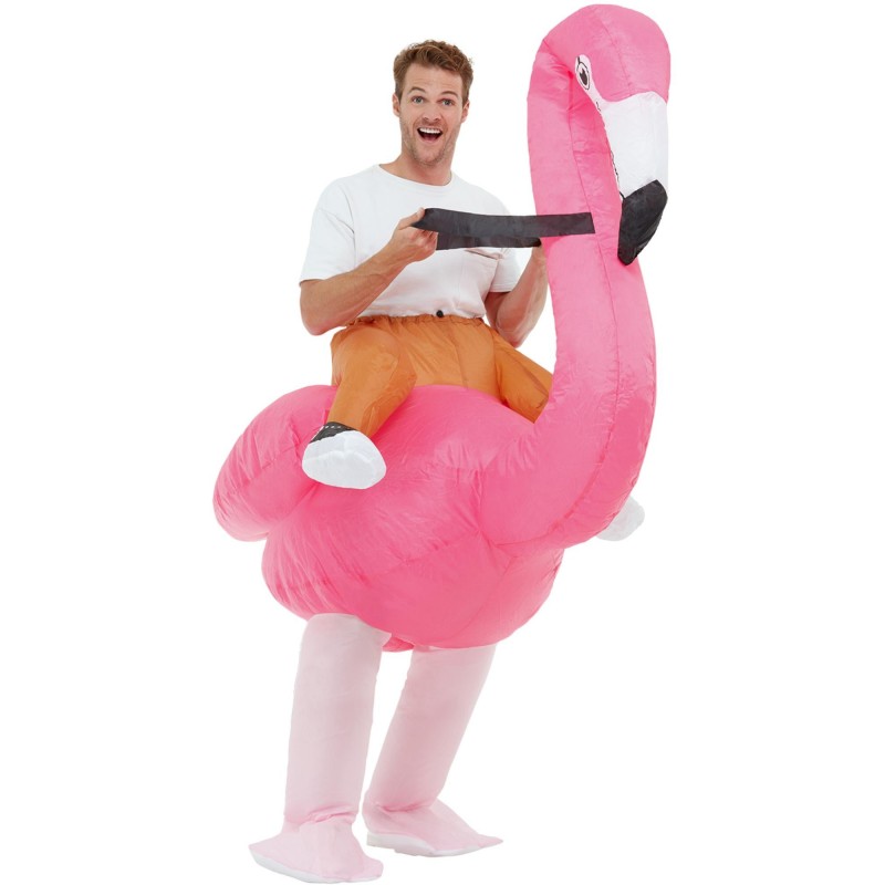 Inflatable Ride Em Flamingo Costume Hawaiian