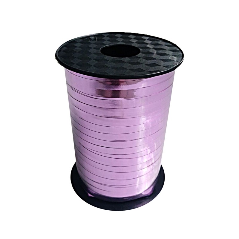 Pink Ribbon Metal Light Pink Metallic Balloon Ribbon 225m x 5mm | Express Party Supplies