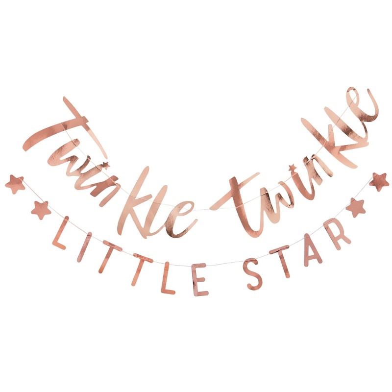 Rose Gold Bunting Twinkle Twinkle Little Star Banners 1.5m Pack of 2