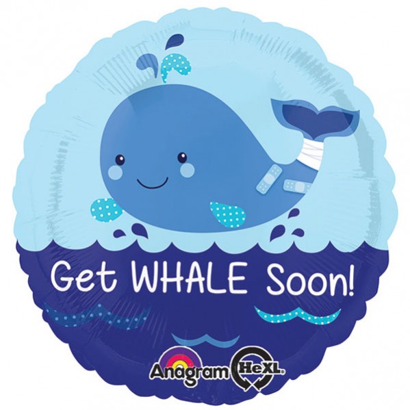 Get Well Foil Balloons 45cm Get WHALE Soon! Round