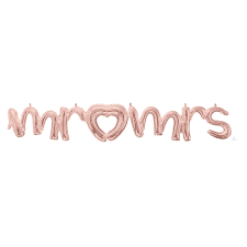 Rose Gold Wedding CI: Script Phrase mr & mrs Shaped Balloon 149cm x 25cm