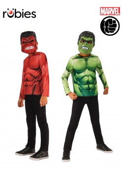 Red Hulk/Green Hulk Reversible Costume Top & 1/2 Child Mask