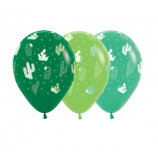 Mexican Fiesta Fashion Assorted Colours Cactus Latex Balloons 30cm 12 pk