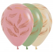 Fashion Assorted Feathers Latex Balloons 30cm 25 pk