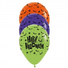 Fashion Assorted Happy Halloween Latex Balloons 30cm 12 pk