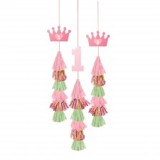 Girl's 1st Birthday Party Supplies - Hanging Decorations Dangle Tassel