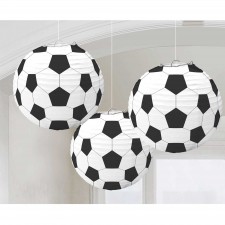 Soccer Fan Round Lanterns 24cm 3 pk