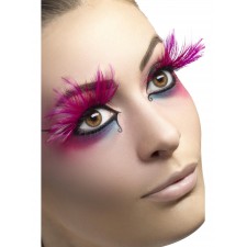 Eyelashes With Pink Feather Plumes for Adult