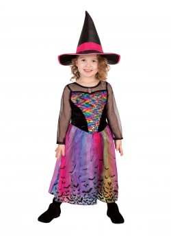 Rainbow Colour Magic Witch Deluxe Child Costume