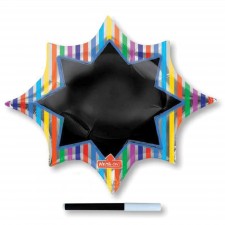 Star Multi Coloured SuperShape Write-On Burst Black Board Shaped Balloon 88cm x 73cm