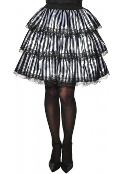 Striped Black & White Ruffle Adult Skirt Witches