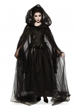 Black Hooded Adult Cape Witches - Accessory