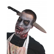 Zombie Halloween Kitchen Knife Through Head Accessory