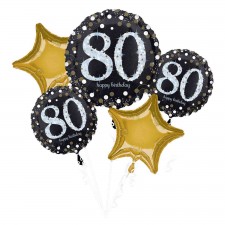 80th Birthday Sparkling Celebration Bouquet Foil Balloons 5 pk