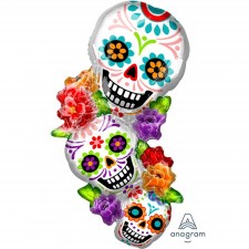 Halloween Sugar Skulls Day of the Dead Stacking Shaped Balloon 55cm x 96cm