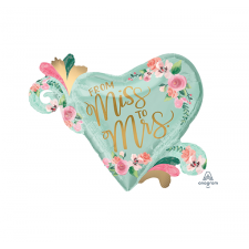 Heart Bridal Shower Mint To Be SuperShape XL From Miss to Mrs Shaped Balloon 81cm x 66cm