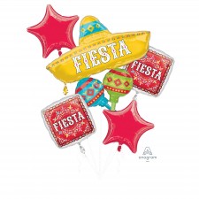 Mexican Fiesta Papel Picado Bouquet Shaped Balloons 5 pk